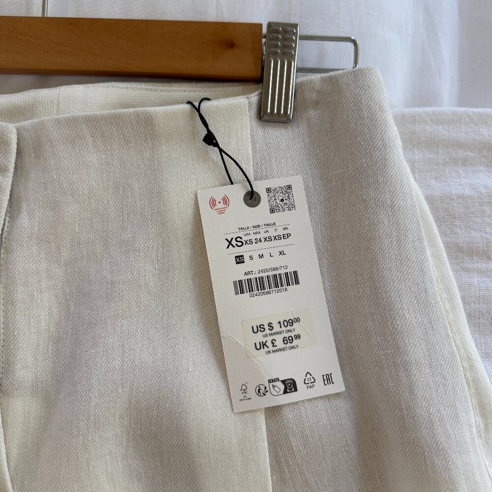 NWT Zara Linen Trousers - XS - White